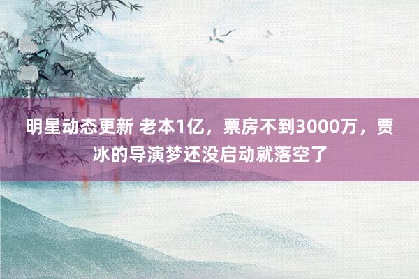 明星动态更新 老本1亿，票房不到3000万，贾冰的导演梦还没启动就落空了