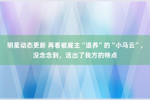 明星动态更新 再看被雇主“退养”的“小马云”，没念念到，活出了我方的特点